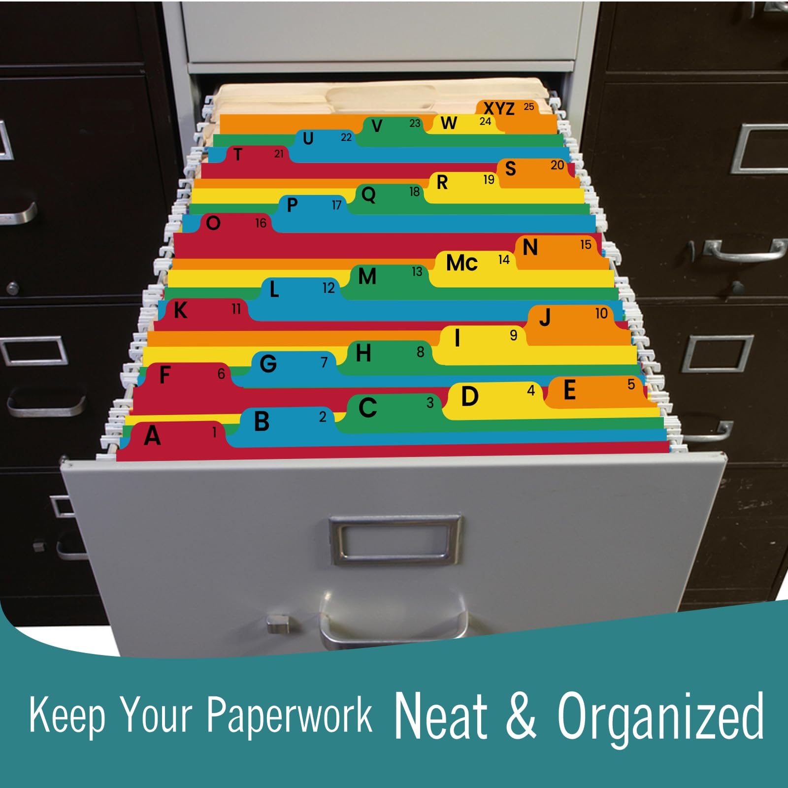 EXTRIC Alphabetical File Organizer, 25 Alphabet Dividers with Tabs